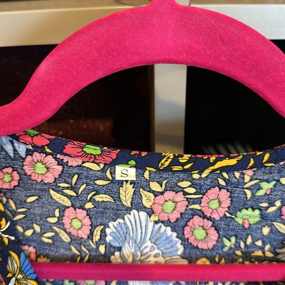 Unbranded navy with blue/red floral print short sleeve wrap maxi dress size S - Picture 2 of 3